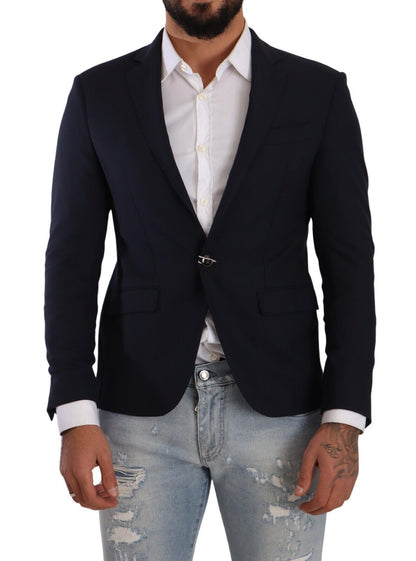 Domenico Tagliente Elegant Slim Fit Dark Blue Blazer Domenico Tagliente