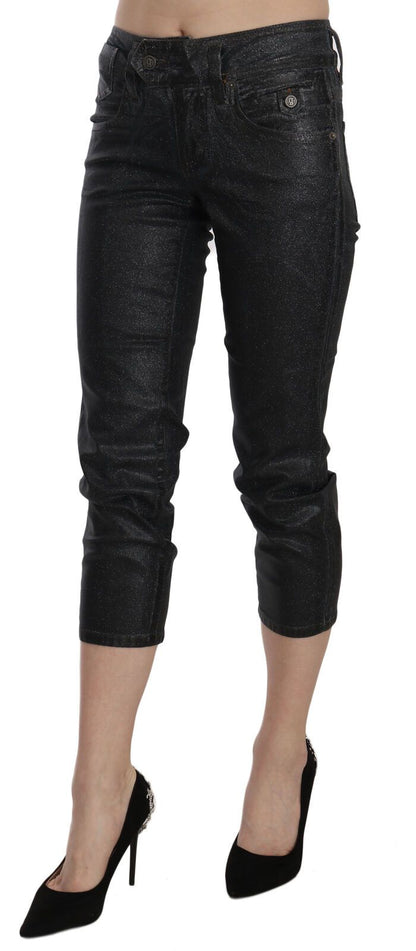 John Galliano Chic Black Mid Waist Cropped Jeans John Galliano