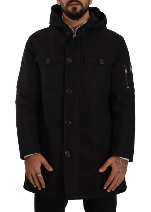 Dolce & Gabbana Elegant Black Parka Hooded Jacket Dolce & Gabbana