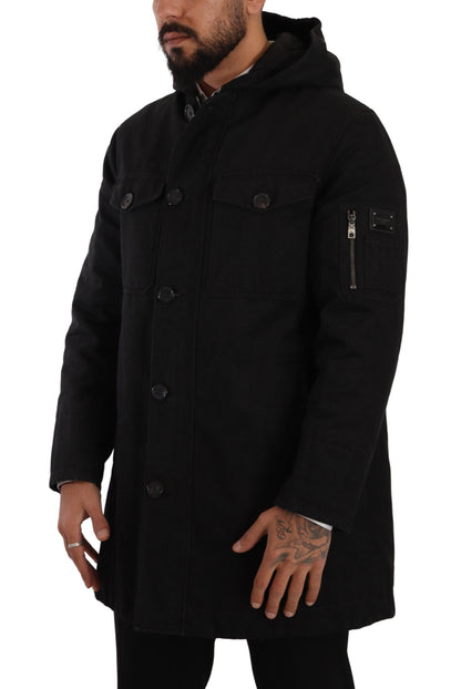 Dolce & Gabbana Elegant Black Parka Hooded Jacket Dolce & Gabbana