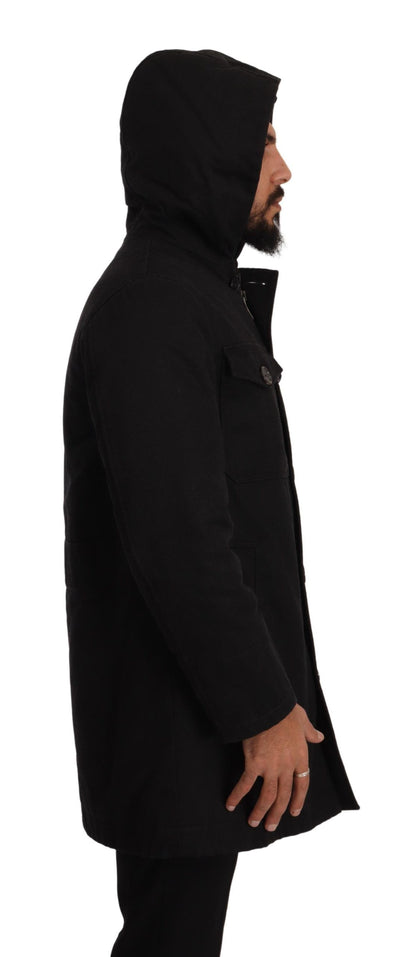 Dolce & Gabbana Elegant Black Parka Hooded Jacket Dolce & Gabbana