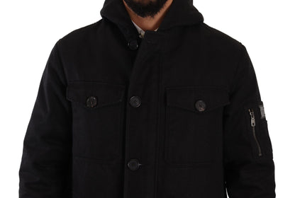 Dolce & Gabbana Elegant Black Parka Hooded Jacket Dolce & Gabbana