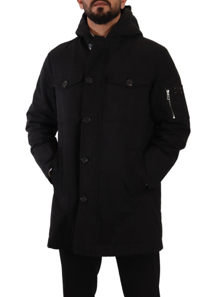 Dolce & Gabbana Elegant Black Parka Hooded Jacket Dolce & Gabbana