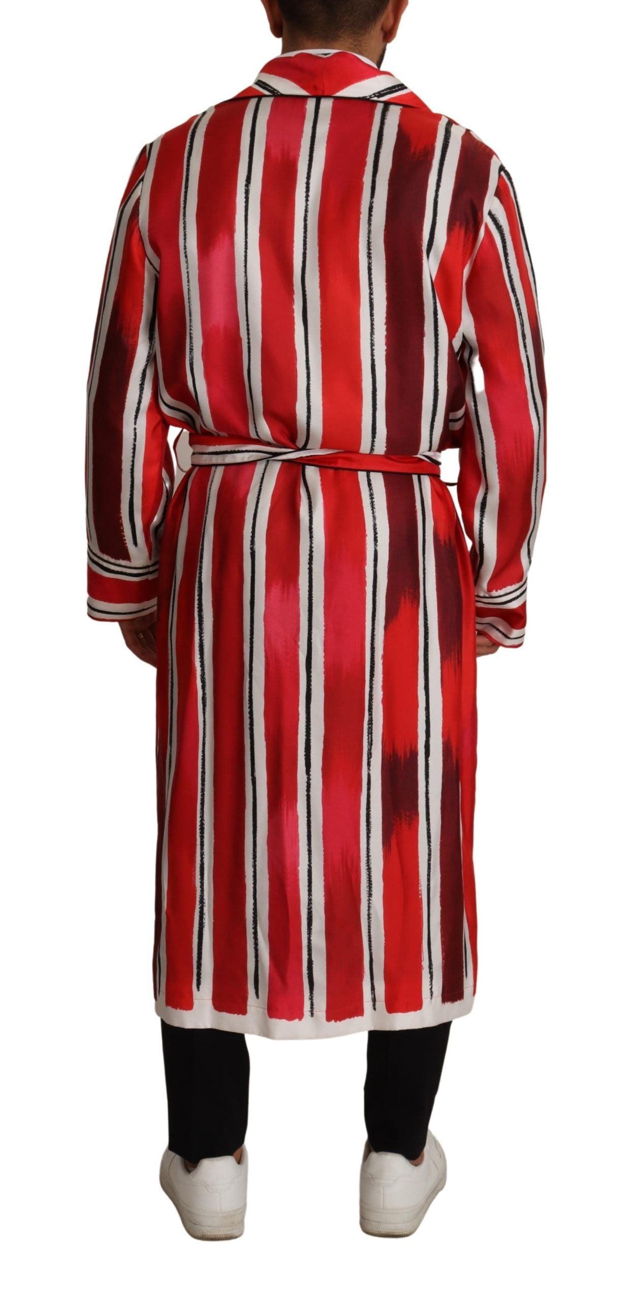 Dolce & Gabbana Chic Striped Silk Sleepwear Robe Dolce & Gabbana