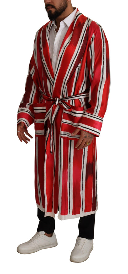 Dolce & Gabbana Chic Striped Silk Sleepwear Robe Dolce & Gabbana