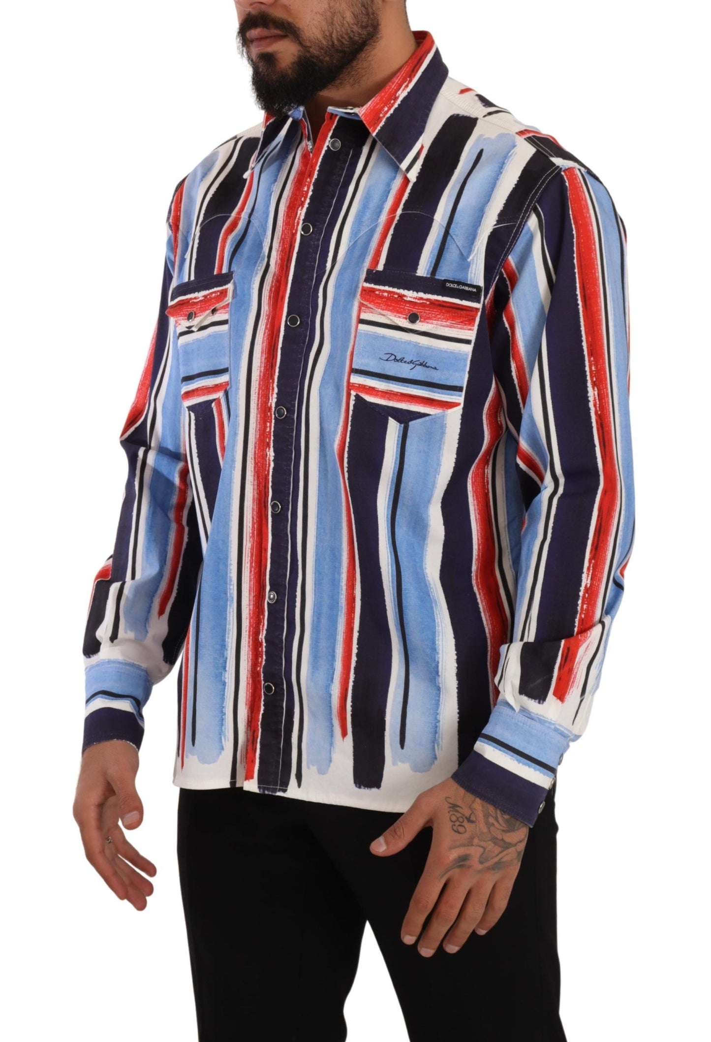 Dolce & Gabbana Elegant Striped Cotton Shirt with Pockets Dolce & Gabbana