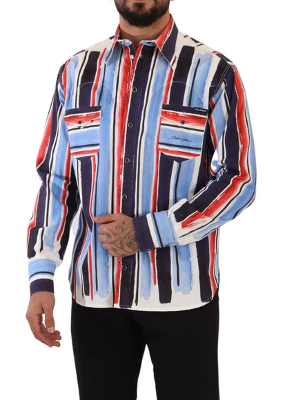 Dolce & Gabbana Elegant Striped Cotton Shirt with Pockets Dolce & Gabbana