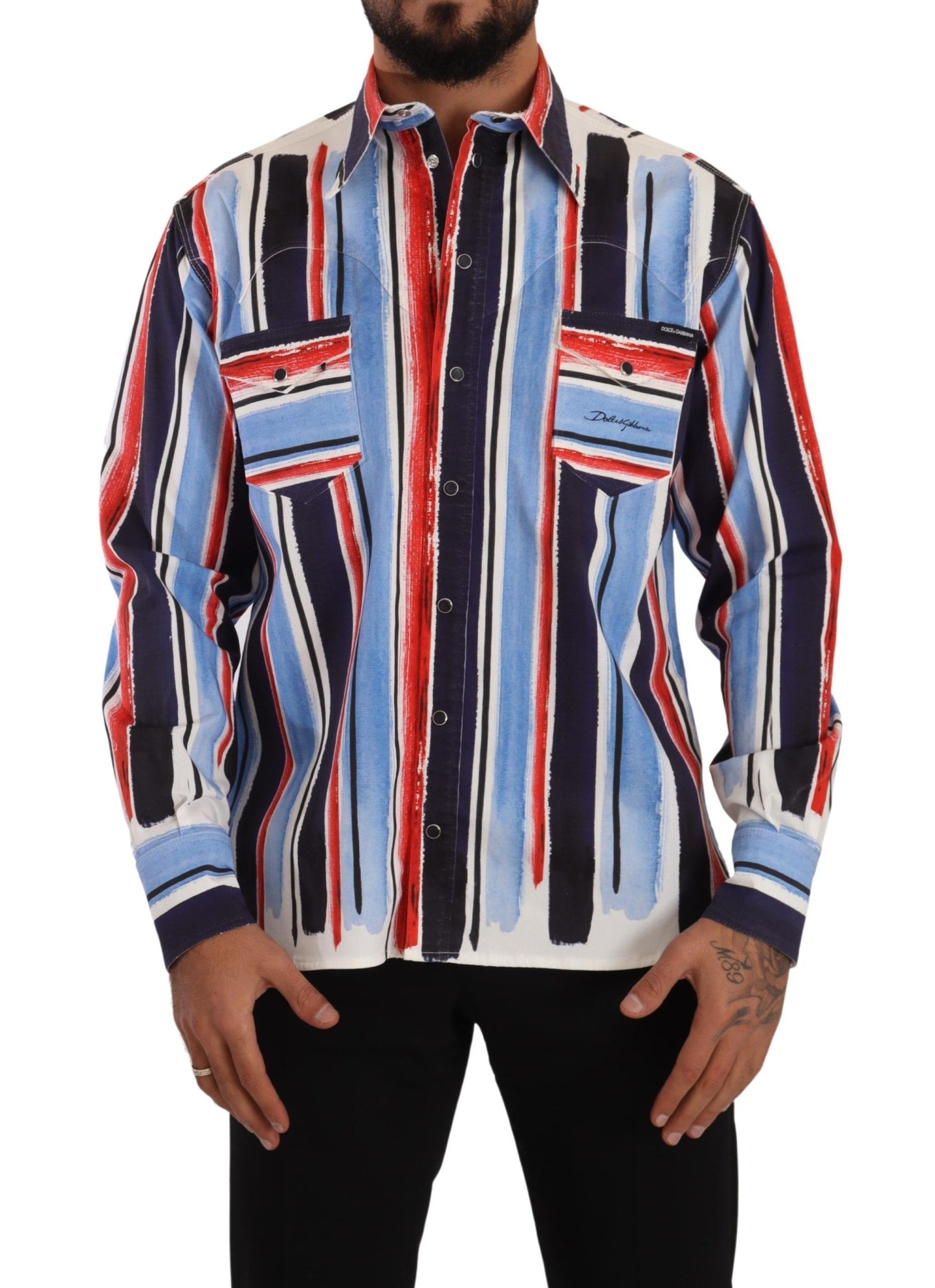 Dolce & Gabbana Elegant Striped Cotton Shirt with Pockets Dolce & Gabbana