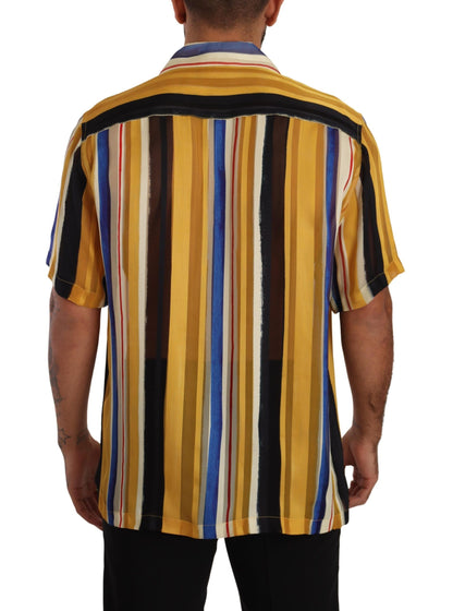 Dolce & Gabbana Yellow Striped Silk-Blend Men's Shirt Dolce & Gabbana