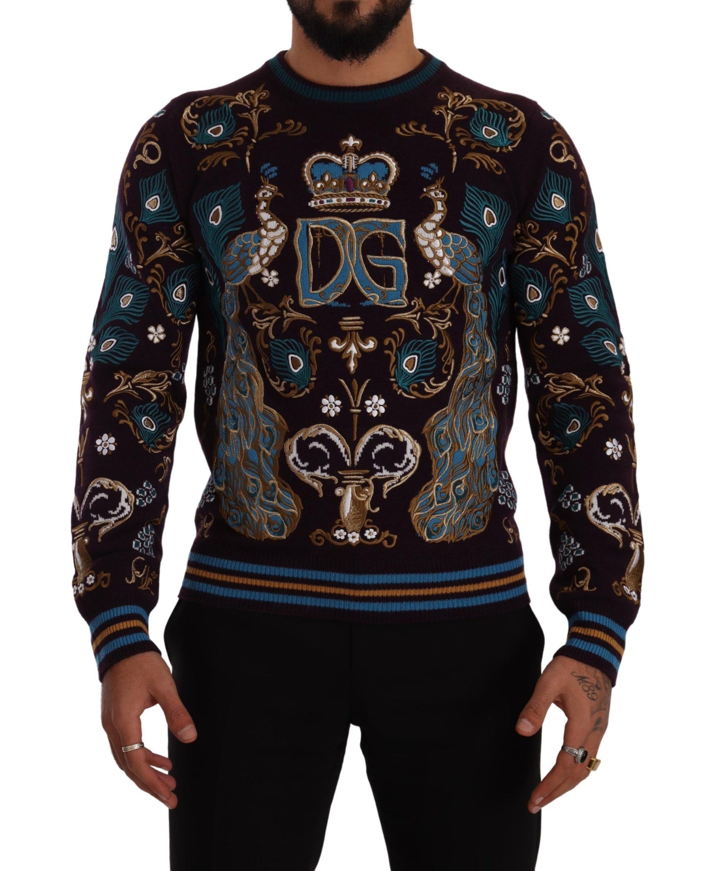 Dolce & Gabbana Elegant Bordeaux Cashmere Crewneck Sweater Dolce & Gabbana