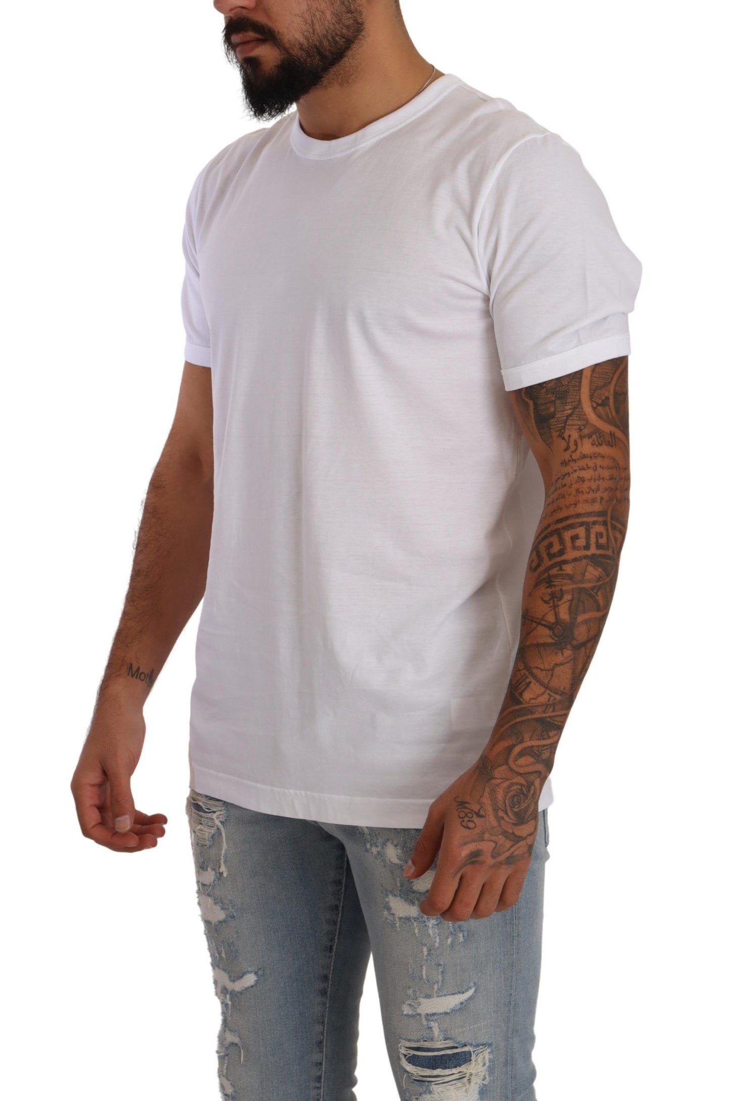 Dolce & Gabbana Elegant White Cotton Crewneck Tee Dolce & Gabbana