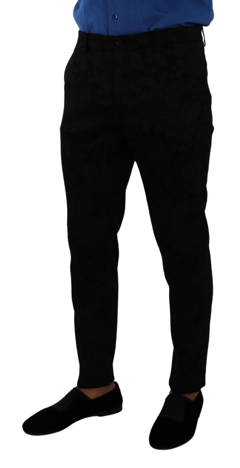 Dolce & Gabbana Elegant Slim Fit Dress Pants in Black Brocade Dolce & Gabbana