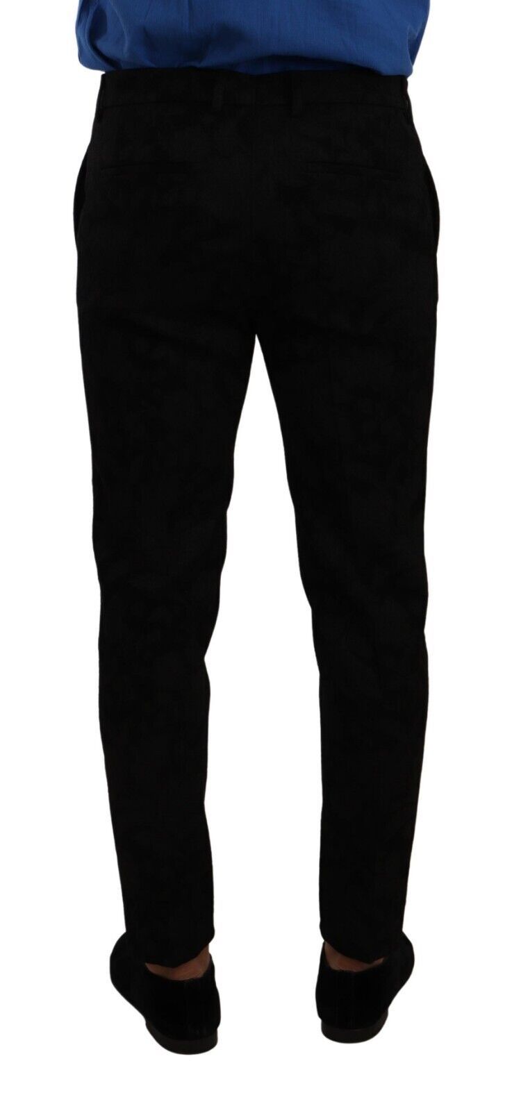 Dolce & Gabbana Elegant Slim Fit Dress Pants in Black Brocade Dolce & Gabbana