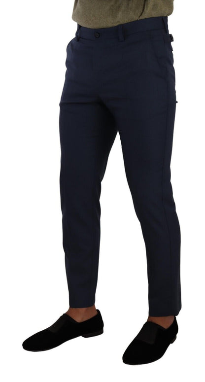 Dolce & Gabbana Elegant Dark Blue Slim-Fit Dress Pants Dolce & Gabbana