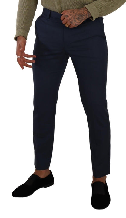 Dolce & Gabbana Elegant Dark Blue Slim-Fit Dress Pants Dolce & Gabbana