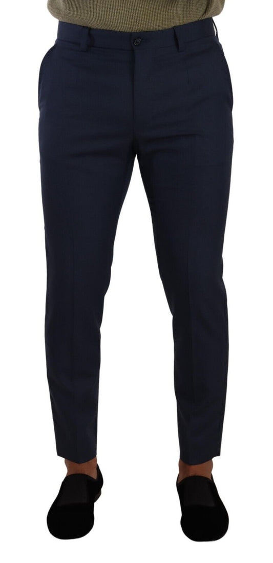 Dolce & Gabbana Elegant Dark Blue Slim-Fit Dress Pants Dolce & Gabbana