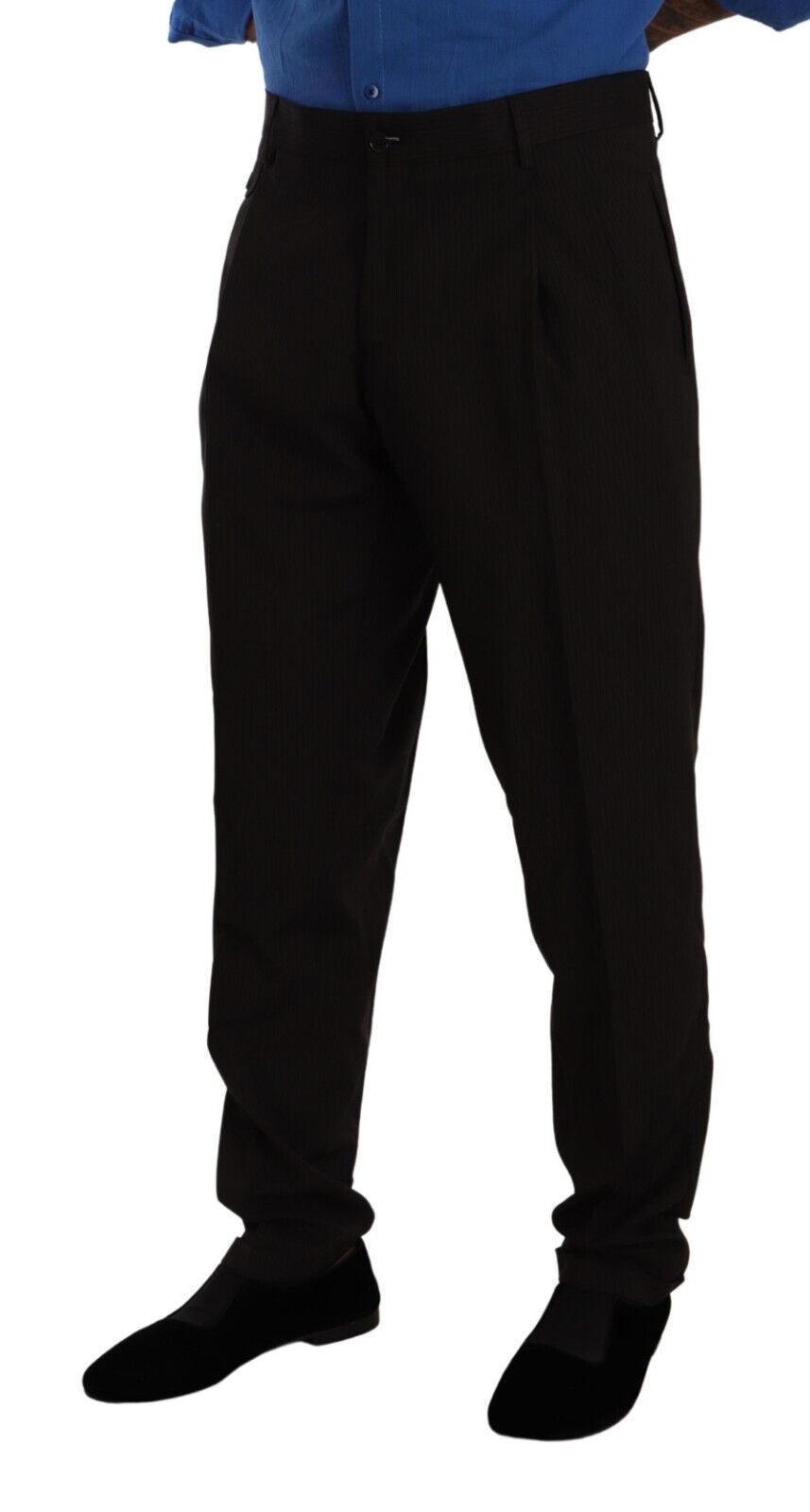 Dolce & Gabbana Elegant Brown Striped Wool Dress Pants Dolce & Gabbana