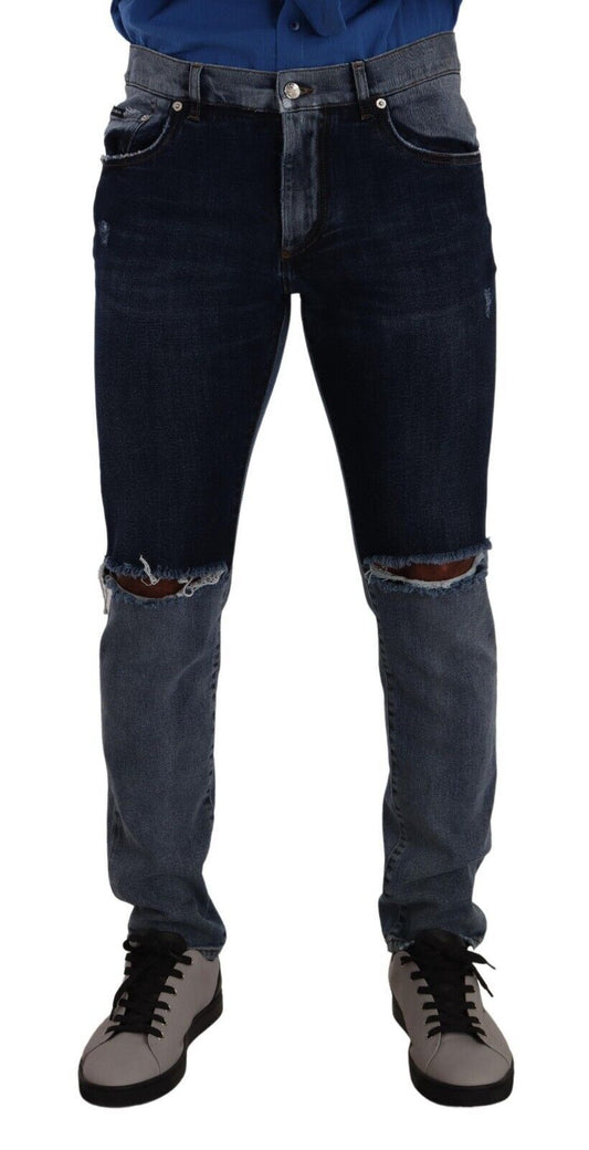 Dolce & Gabbana Chic Slim Fit Tattered Denim Dolce & Gabbana