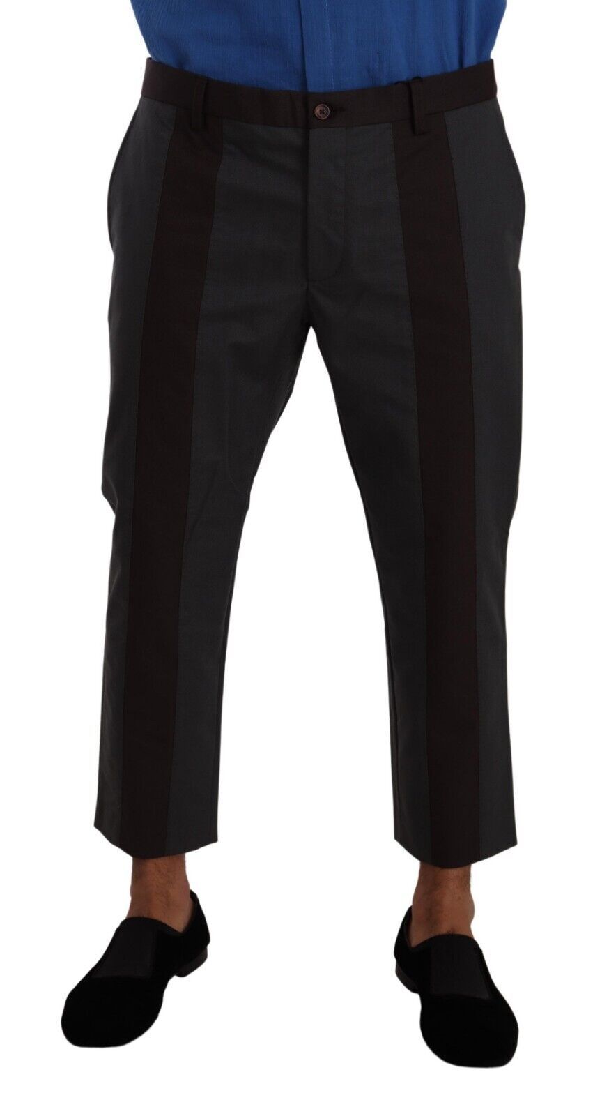 Dolce & Gabbana Elegant Cropped Pants in Gray and Bordeaux Hues Dolce & Gabbana