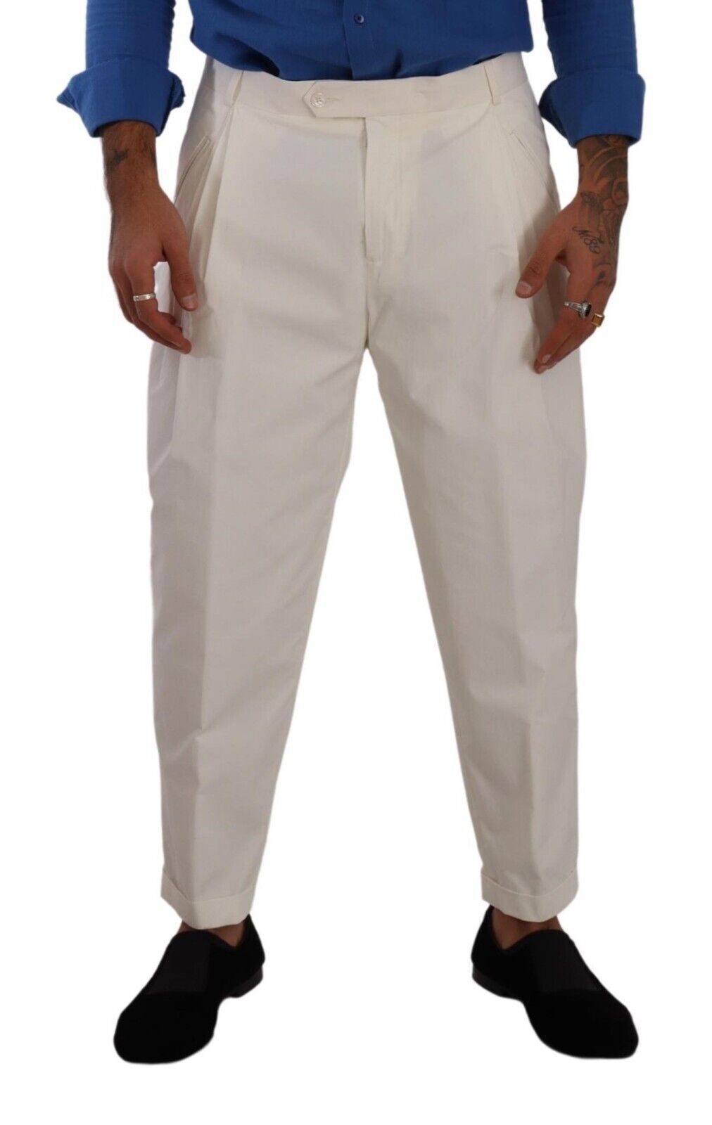 Dolce & Gabbana Elegant White Cotton Stretch Dress Pants Dolce & Gabbana