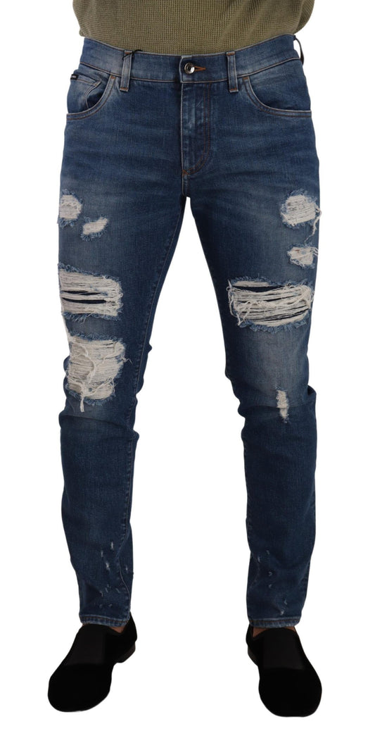 Dolce & Gabbana Elegant Distressed Slim Fit Denim Jeans Dolce & Gabbana