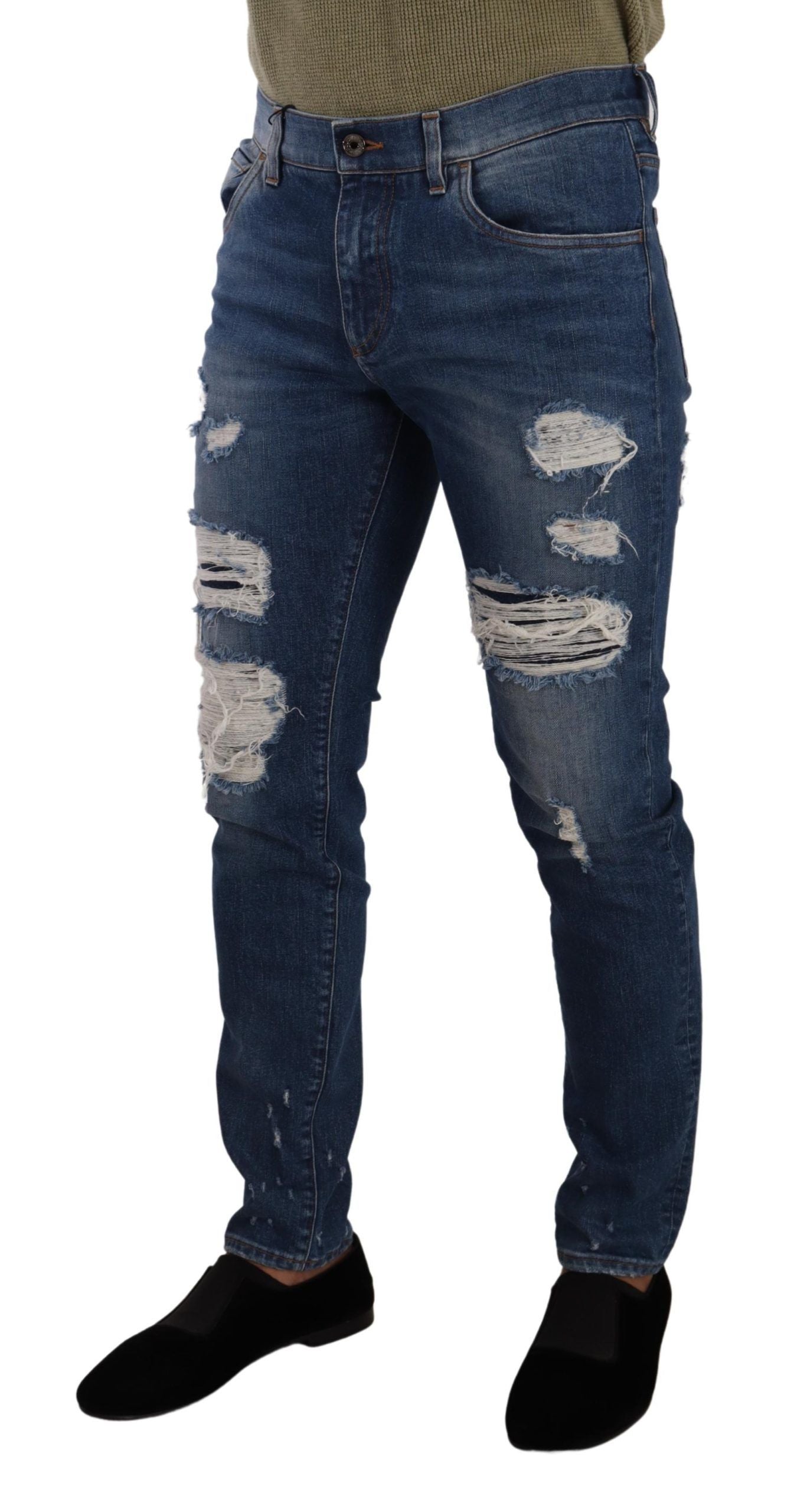 Dolce & Gabbana Elegant Distressed Slim Fit Denim Jeans Dolce & Gabbana