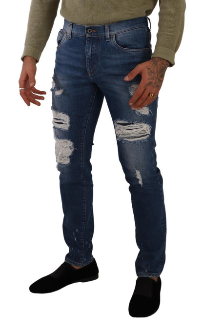 Dolce & Gabbana Elegant Distressed Slim Fit Denim Jeans Dolce & Gabbana