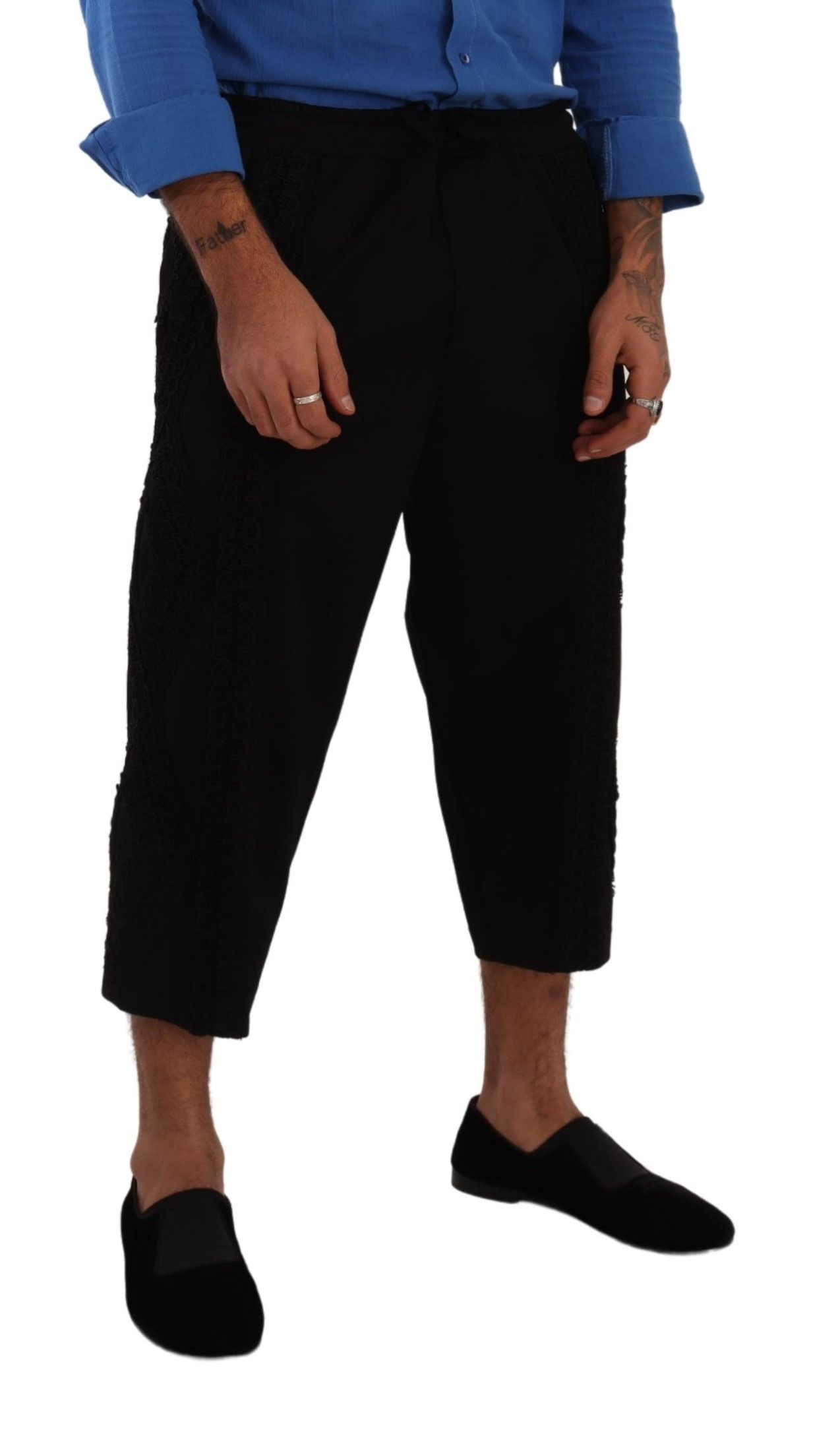 Dolce & Gabbana Elegant Black Cotton Blend Cropped Pants Dolce & Gabbana