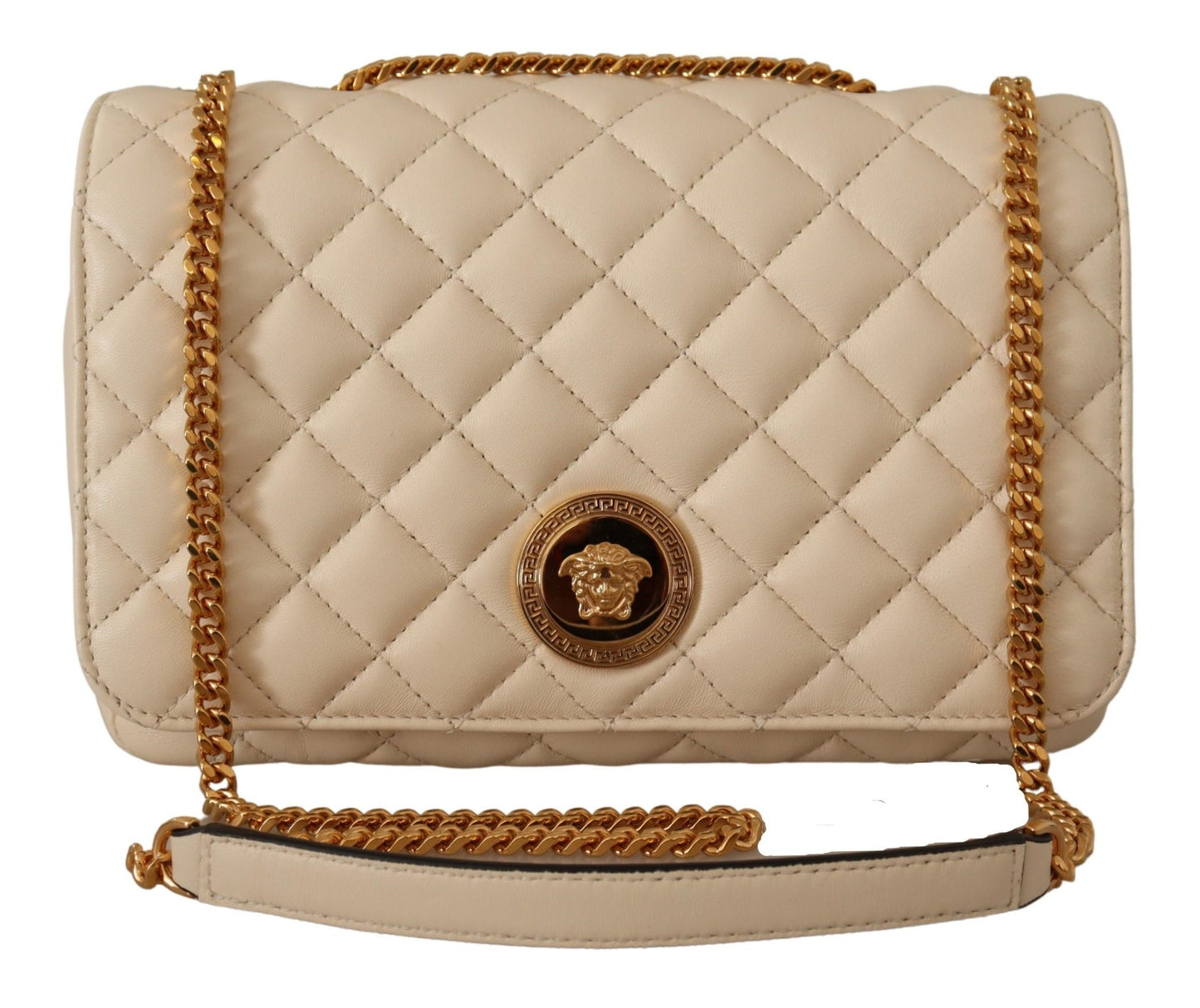 Versace Elegant White Nappa Leather Shoulder Bag Versace