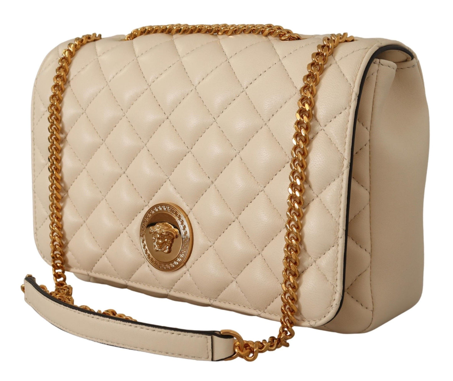 Versace Elegant White Nappa Leather Shoulder Bag Versace