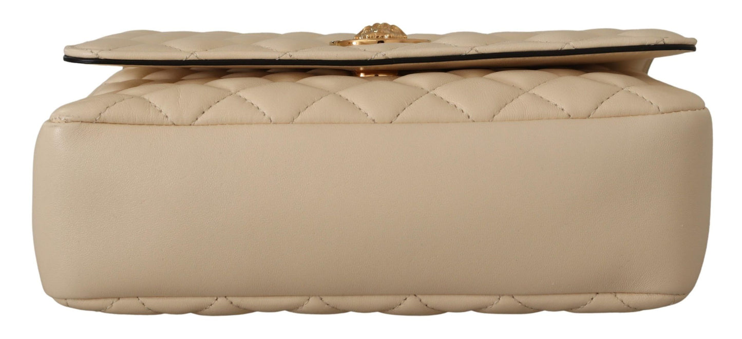 Versace Elegant White Nappa Leather Shoulder Bag Versace