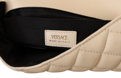 Versace Elegant White Nappa Leather Shoulder Bag Versace