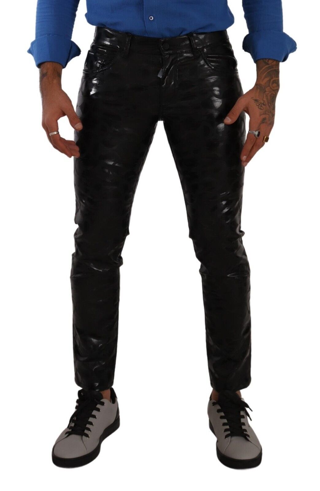 Dolce & Gabbana Elegant Black Logo Skinny Pants Dolce & Gabbana