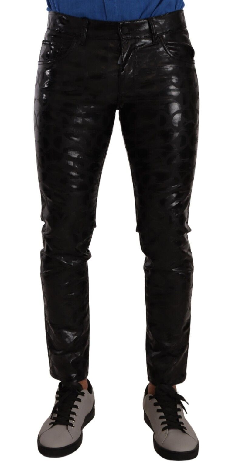 Dolce & Gabbana Elegant Black Logo Skinny Pants Dolce & Gabbana