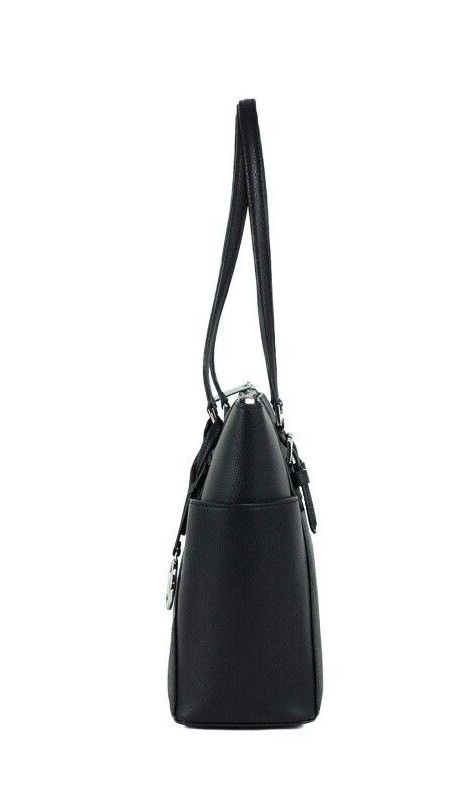 Michael Kors Charlotte Black PVC Leather Large Top Zip Tote Handbag Bag Purse Michael Kors