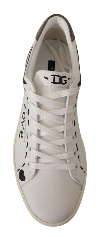 Dolce & Gabbana Elegant White Leather Casual Sneakers Dolce & Gabbana