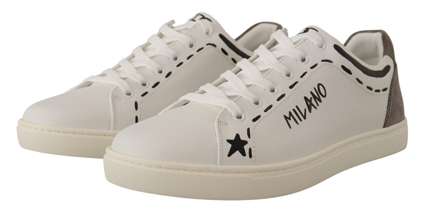 Dolce & Gabbana Elegant White Leather Casual Sneakers Dolce & Gabbana