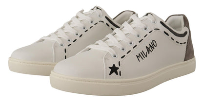 Dolce & Gabbana Elegant White Leather Casual Sneakers Dolce & Gabbana