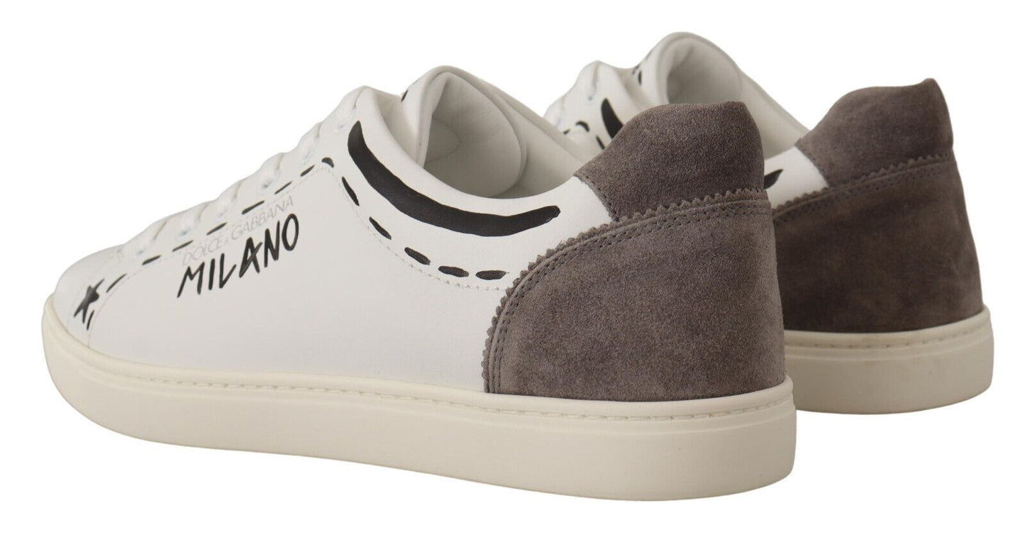 Dolce & Gabbana Elegant White Leather Casual Sneakers Dolce & Gabbana