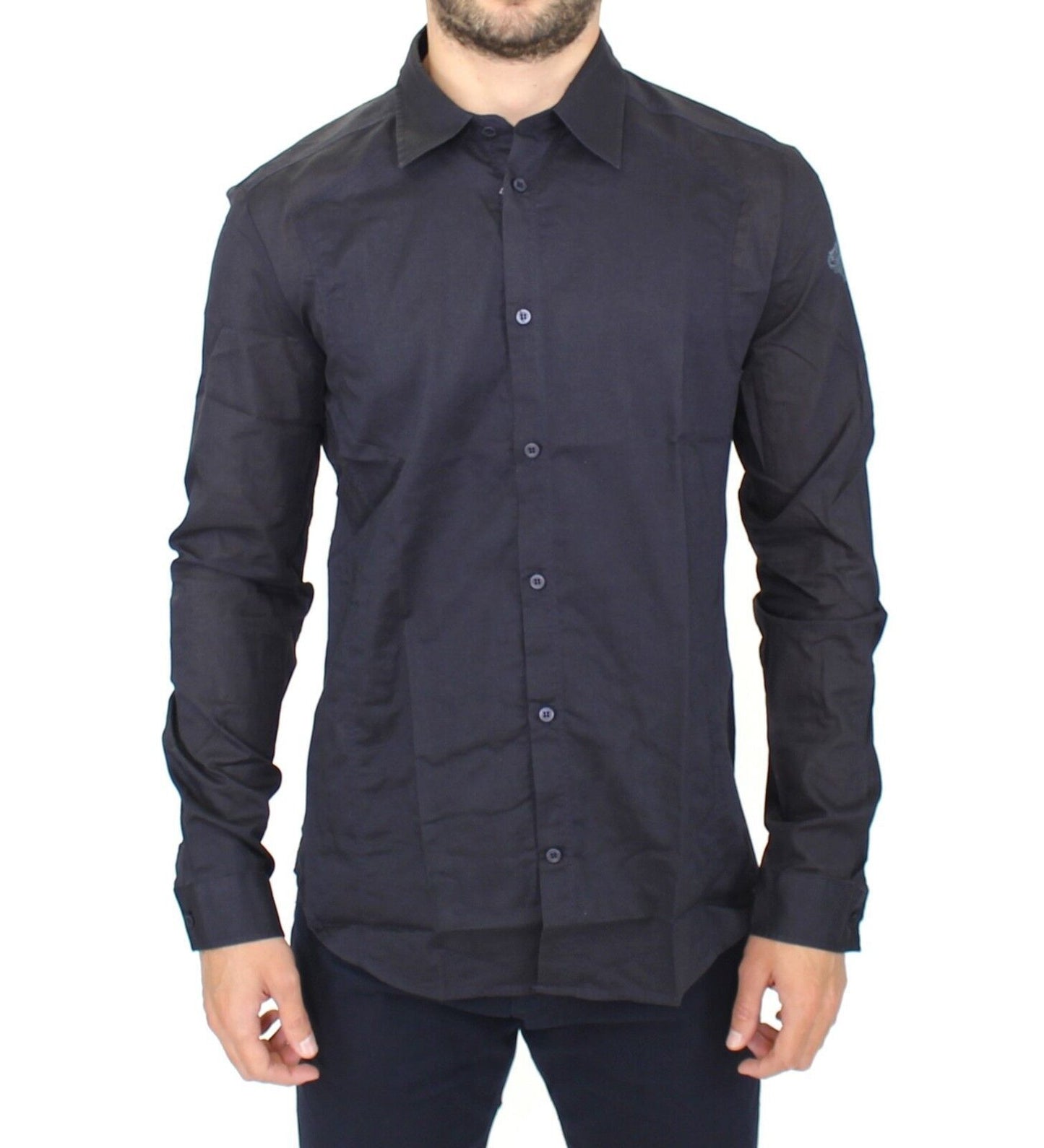 Ermanno Scervino Elegant Blue Cotton Slim Casual Shirt Ermanno Scervino