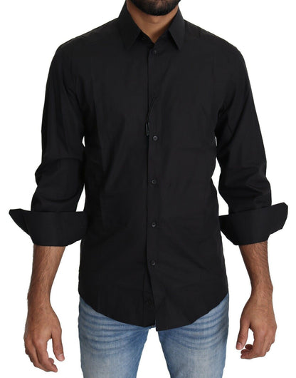 Dolce & Gabbana Elegant Black Slim Fit Dress Shirt Dolce & Gabbana