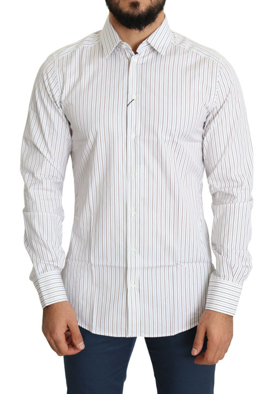 Dolce & Gabbana Elegant White Striped Cotton Dress Shirt Dolce & Gabbana