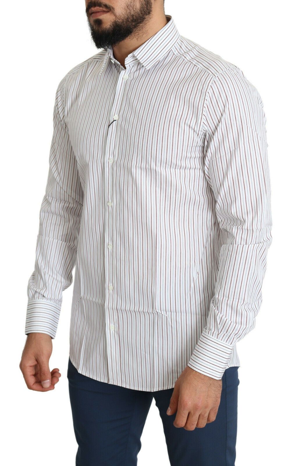 Dolce & Gabbana Elegant White Striped Cotton Dress Shirt Dolce & Gabbana