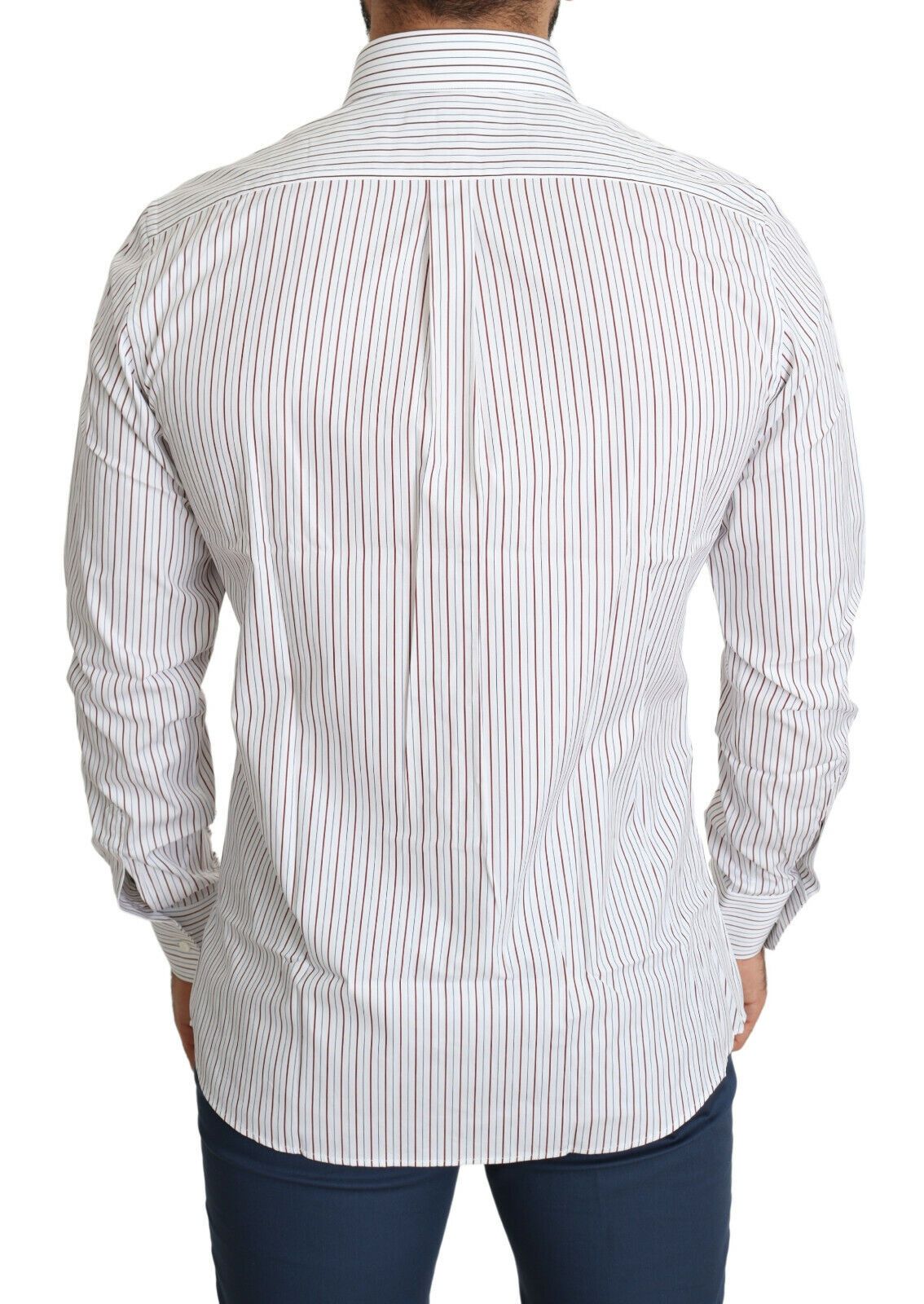 Dolce & Gabbana Elegant White Striped Cotton Dress Shirt Dolce & Gabbana