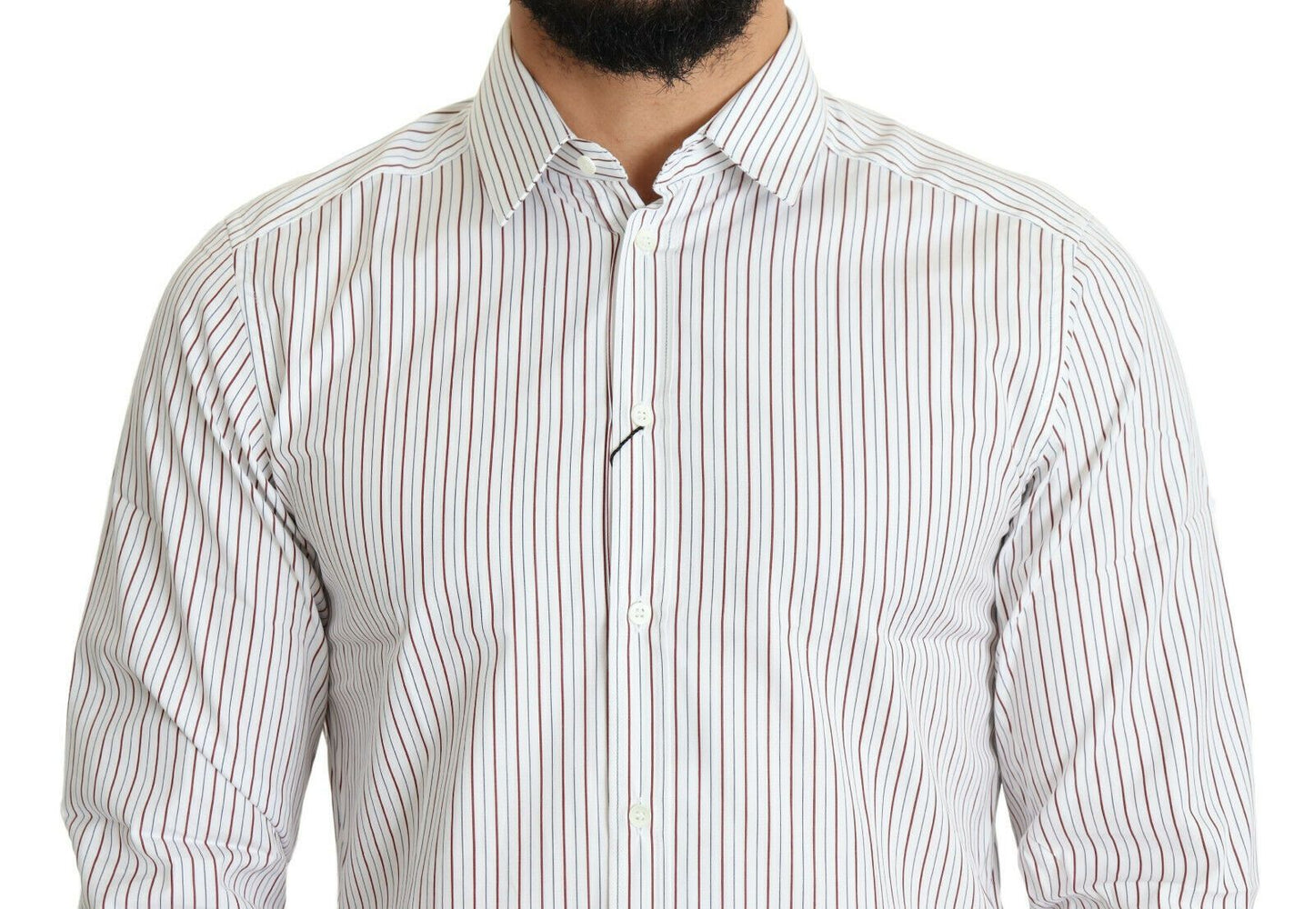 Dolce & Gabbana Elegant White Striped Cotton Dress Shirt Dolce & Gabbana