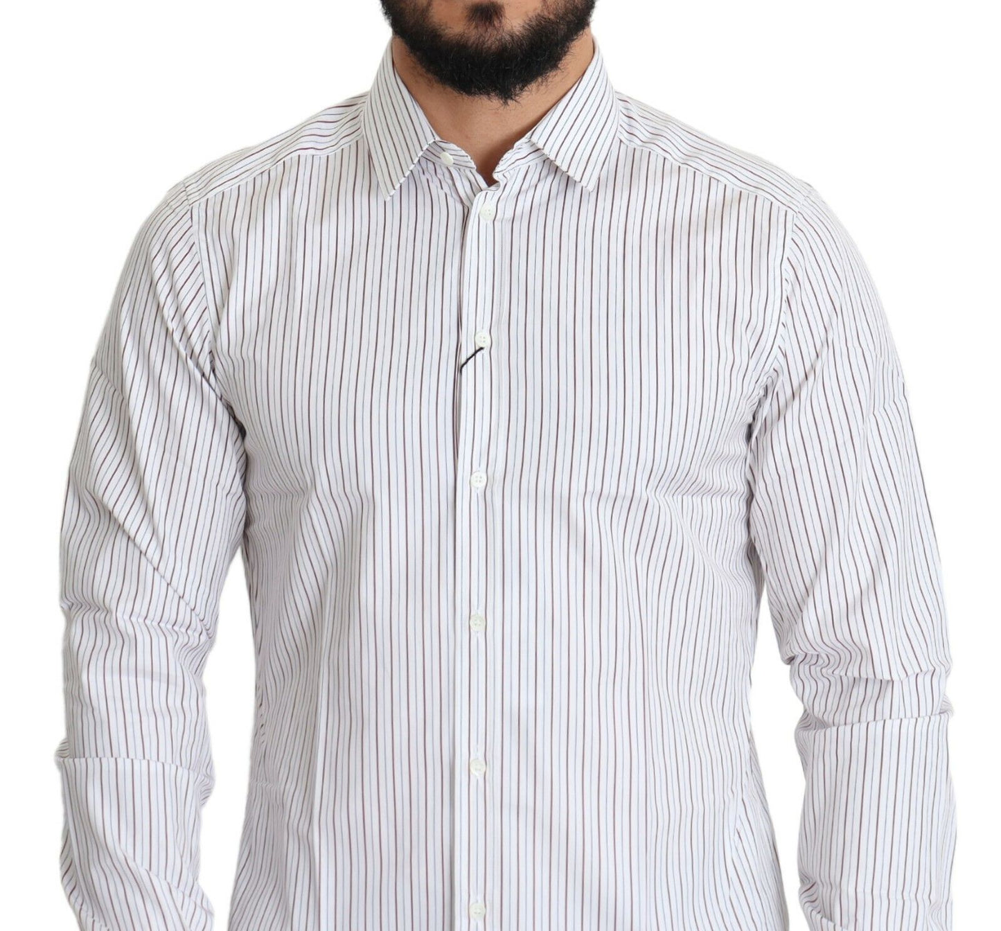 Dolce & Gabbana Elegant White Striped Cotton Dress Shirt Dolce & Gabbana