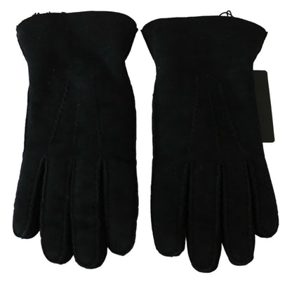 Dolce & Gabbana Elegant Black Leather Biker Gloves Dolce & Gabbana