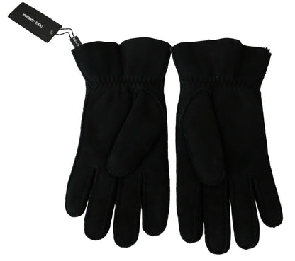 Dolce & Gabbana Elegant Black Leather Biker Gloves Dolce & Gabbana