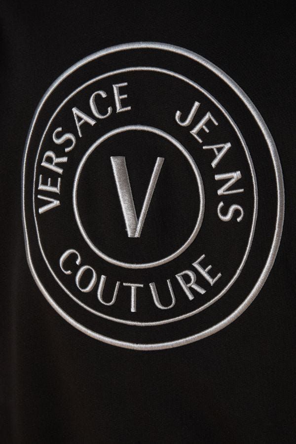 Versace Jeans Stunning Hooded Black Cotton Sweatshirt Versace Jeans