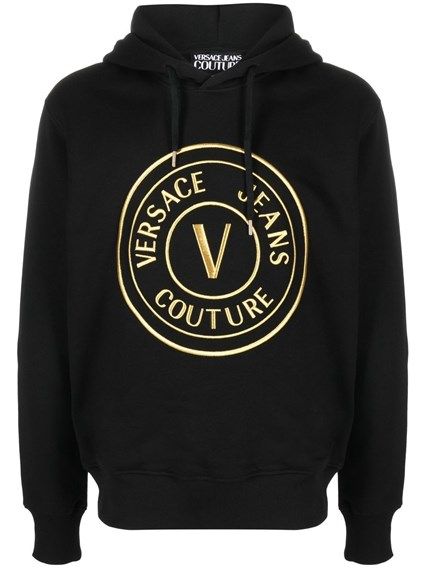 Versace Jeans Chic Black Hooded Sweatshirt Versace Jeans